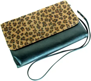 [My Way] Leopard Fur Leatherette An Strap Satchel Bag Handbag Purse