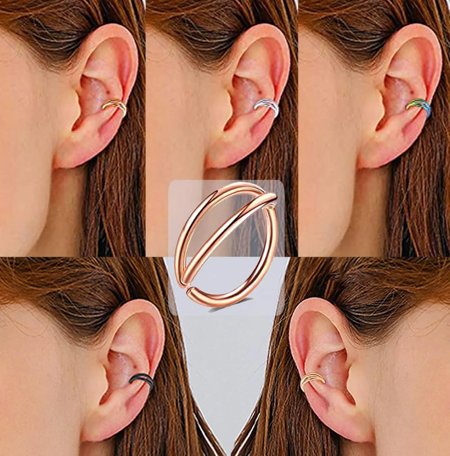 Nose Rings Double Septum Clicker Cartilage Hoop Earring Surgical Steel Piercing Open Stacked for Women and Men