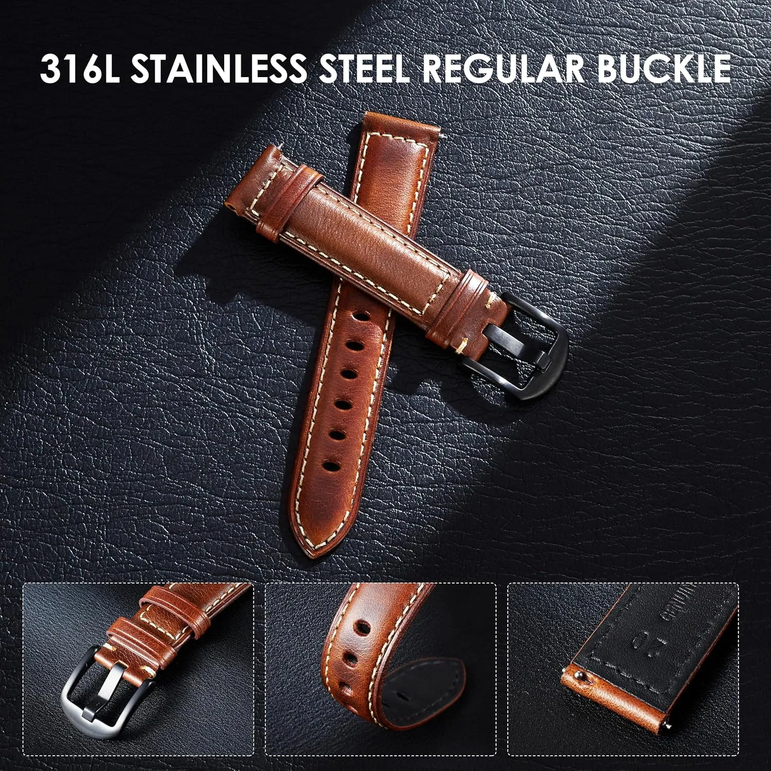 Omega Swatch Moonwatch Leather Strap Compatible with Omega X Swatch 20mm Watch, Quick Release Replacement Strap for Men & Women