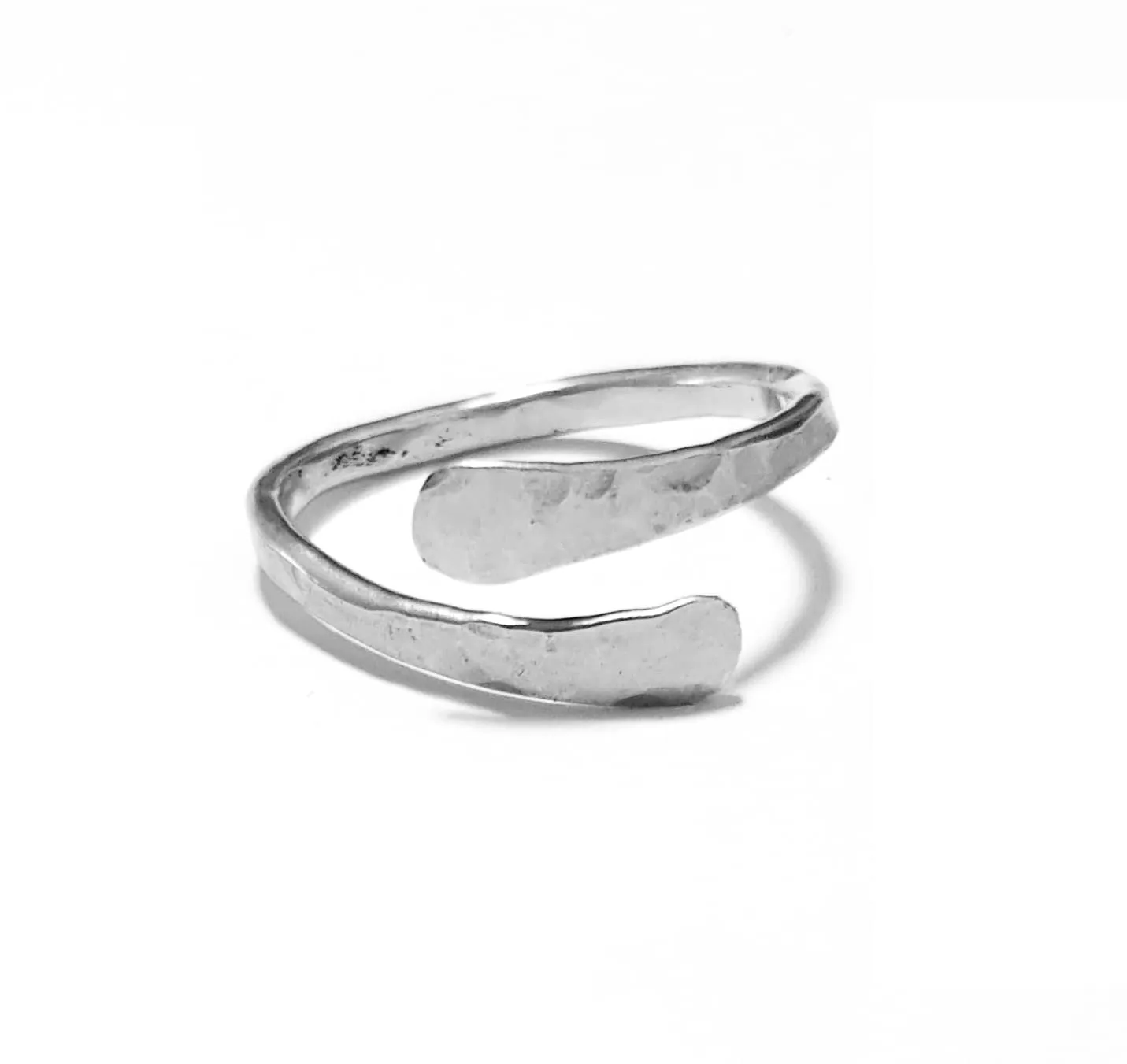 Open Silver Ring For Women, Stacked Statement Boho Chic Thumb or Knuckle Bangle Ring, Hammered Handmade Designer Jewelry, Girlfriend or Sister, Adjustable, Cross stacked Will Fit Size US6-US8