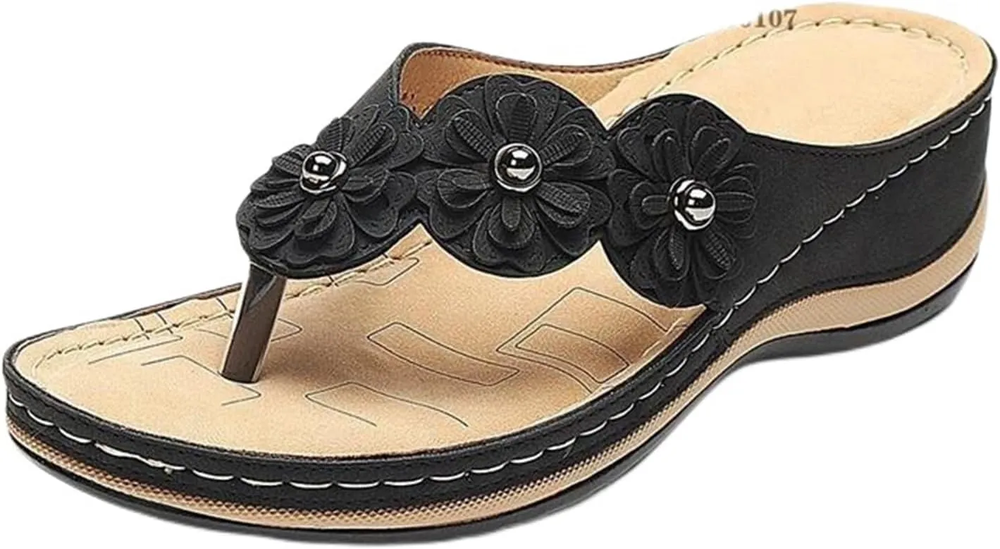 Orthopedic Flip Flops Women Wedge Sandals Comfortable Summer Non Slip Thong Platform Sandals, Casual Beach Comfortable Walking Slippers Arch Support Flip Flops