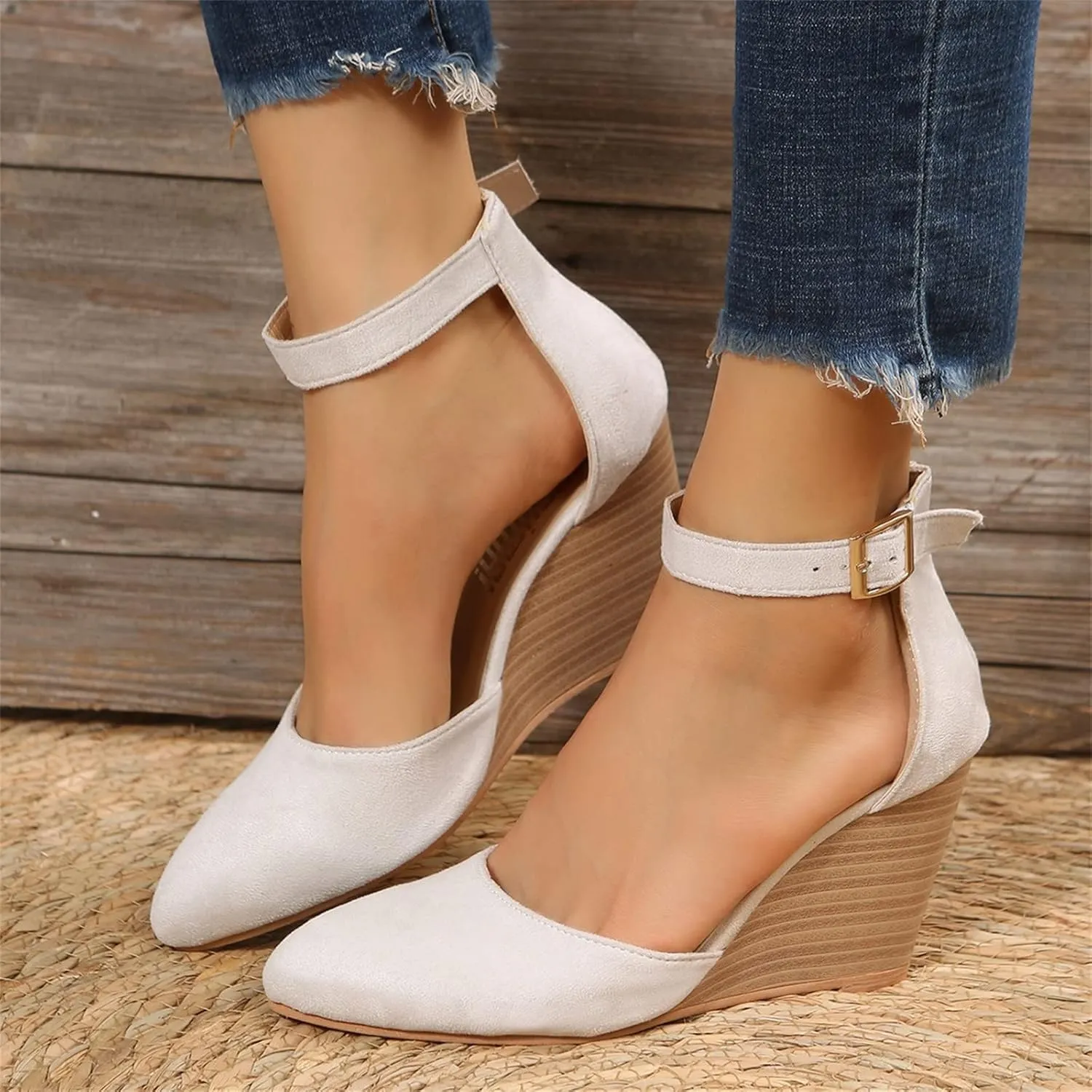 Orthopedic Platform Wedge Sandals for Women Summer Dressy, Closed Toe Ankle Strap Sandals Beach Comfortable Shoes