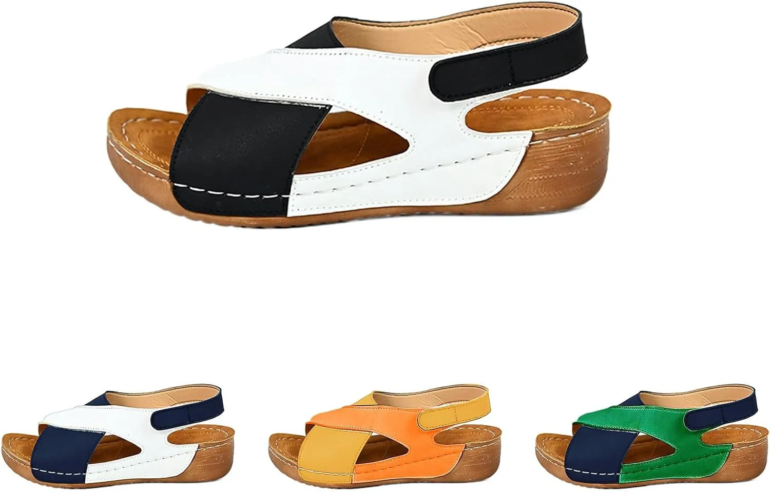 Orthopedic Platform Wedge Sandals for Women Summer Dressy Comfortable Open Toe Adjustable Ankle Strap Sandals Casual Strappy Beach Boho Outdoor Sandal