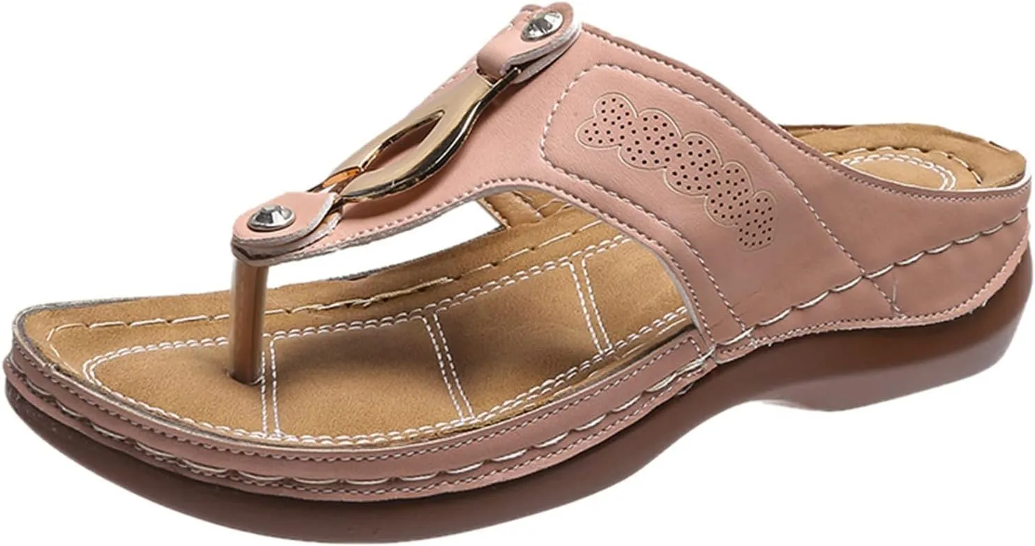 Orthopedic Sandals for Women Arch Support Walking Sandals Open Toe Slip On Platform Flip Flops Summer Casual Comfortable Espadrilles Flat Sandal Dressy Walking Shallow Beach Trendy Shoes
