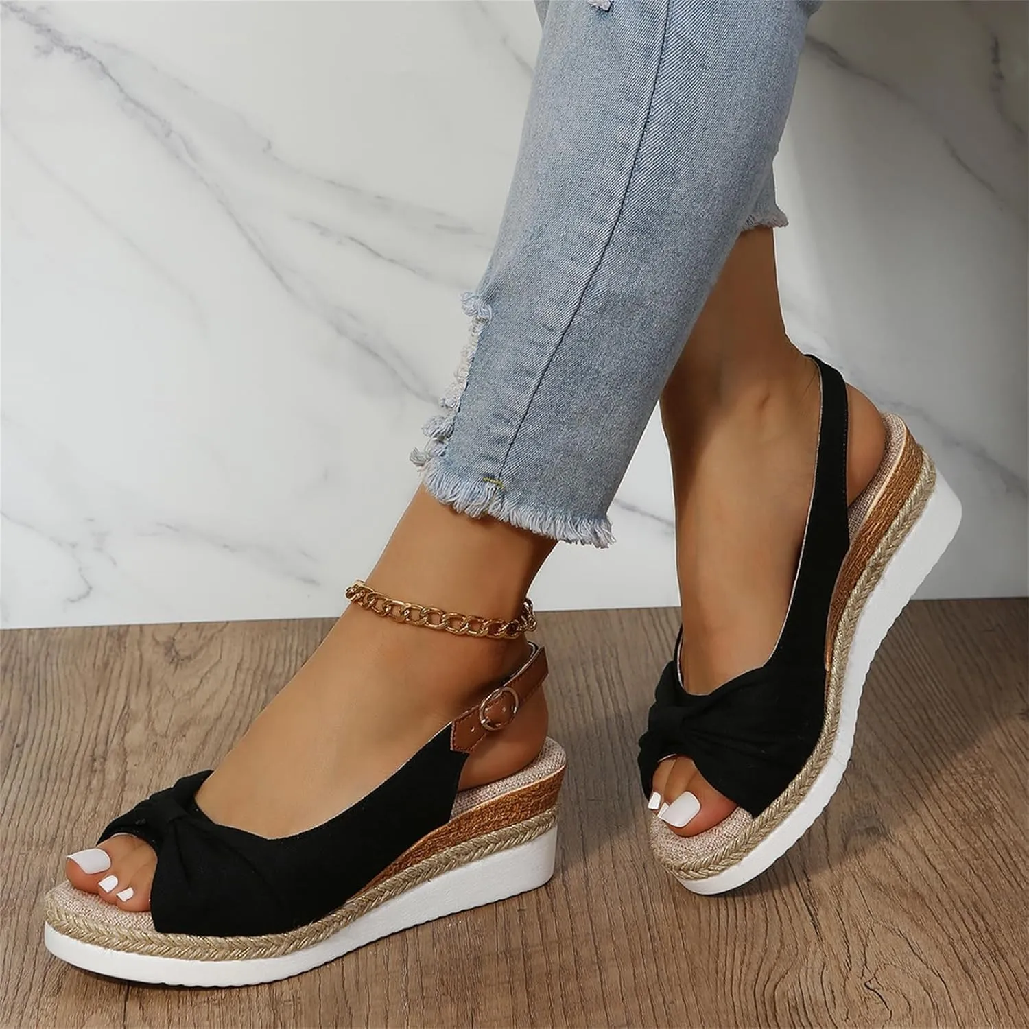 Orthopedic Sandals for Women Arch Support Wedge Sandals, Summer Dressy Open Toe Ankle Strap Platform Sandal Beach Casual Slip on Dress Shoes Comfortable Walking Slippers