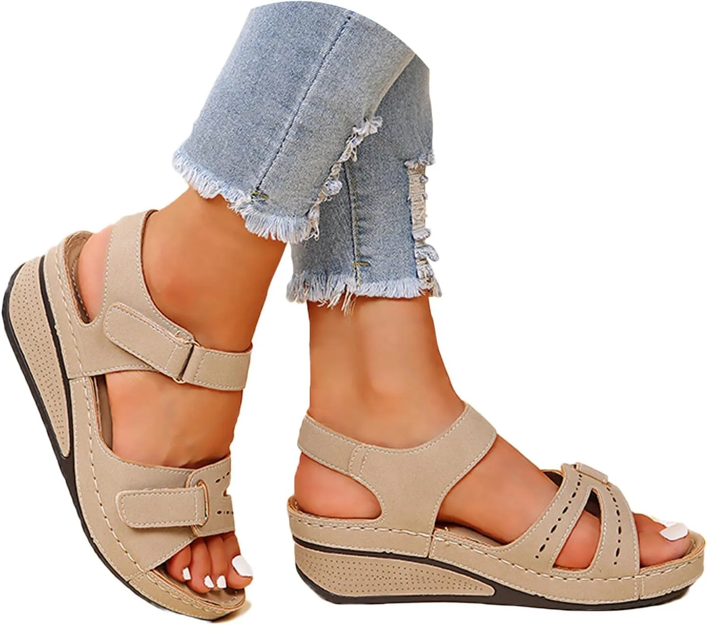 Orthopedic Sandals For Women Open Toe Comfortable Wedges Sandals With Adjustable Strap Causal Daily Walking Ladies Girls