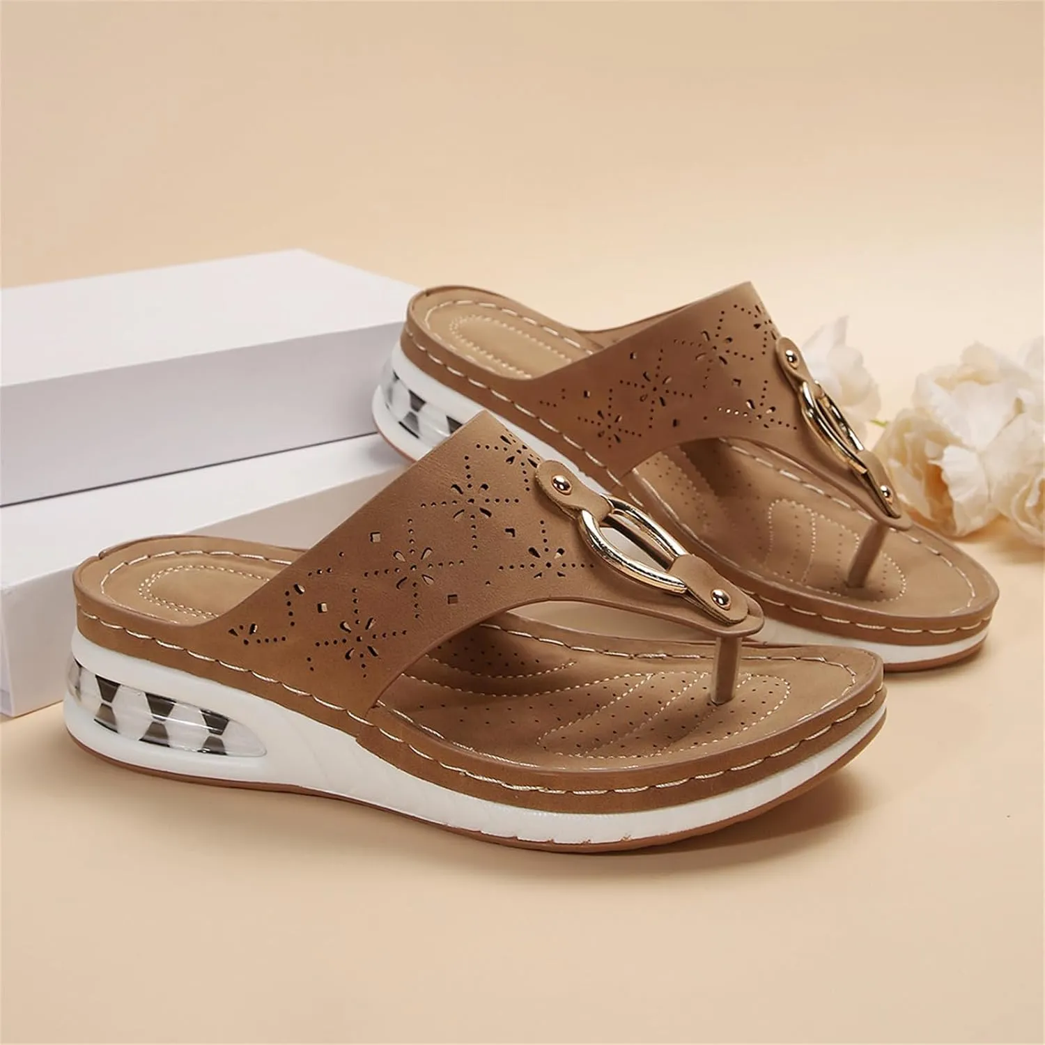 Orthopedic Sandals for Women Summer Arch Support Flip Flops Comfortable Hollow Wedge Sandals 2025 Open Toe Flip Flops Platform Sandal Summer Casual Beach Thong Slippers