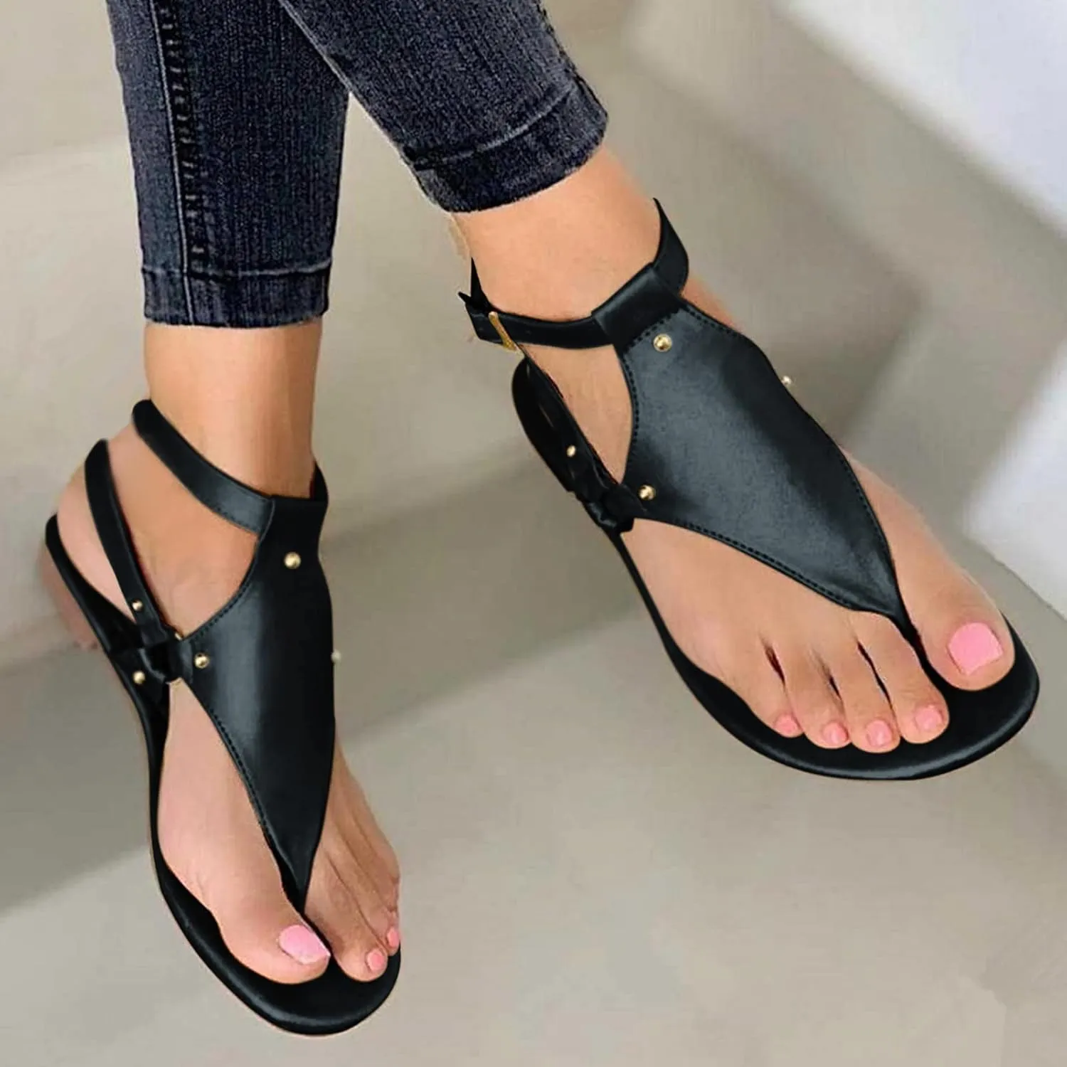 Orthopedic Sandals For Women Thong Sandals For Women Orthodontic Open Toe Shoes Beach Flats Ladies Buckle Strap Slides