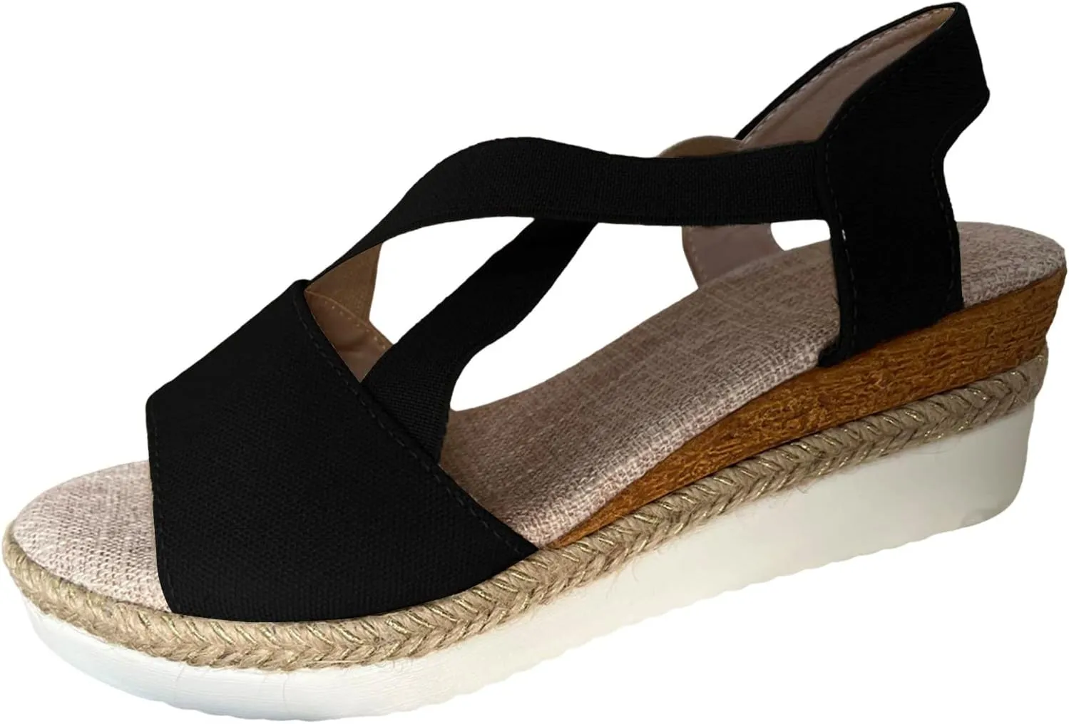 Orthopedic Sandals For Women Women Braided Wedge Platform Sandals Fish Mouth Heels Casual Elastic Strap Dress Flats Slides