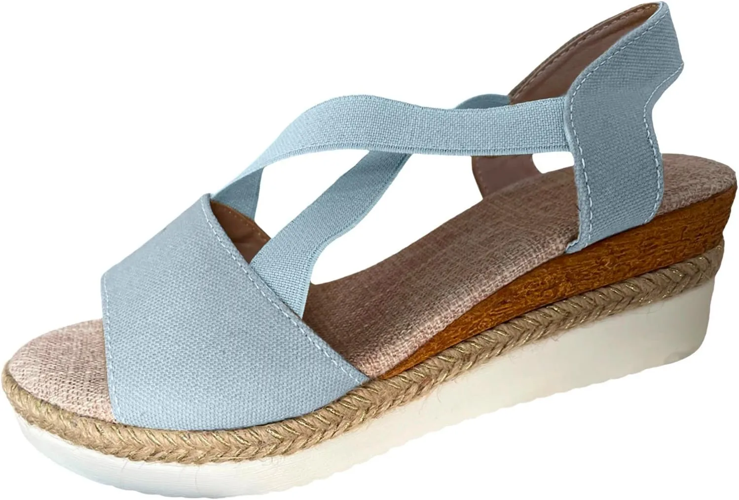 Orthopedic Sandals For Women Women Braided Wedge Platform Sandals Fish Mouth Heels Casual Elastic Strap Dress Flats Slides