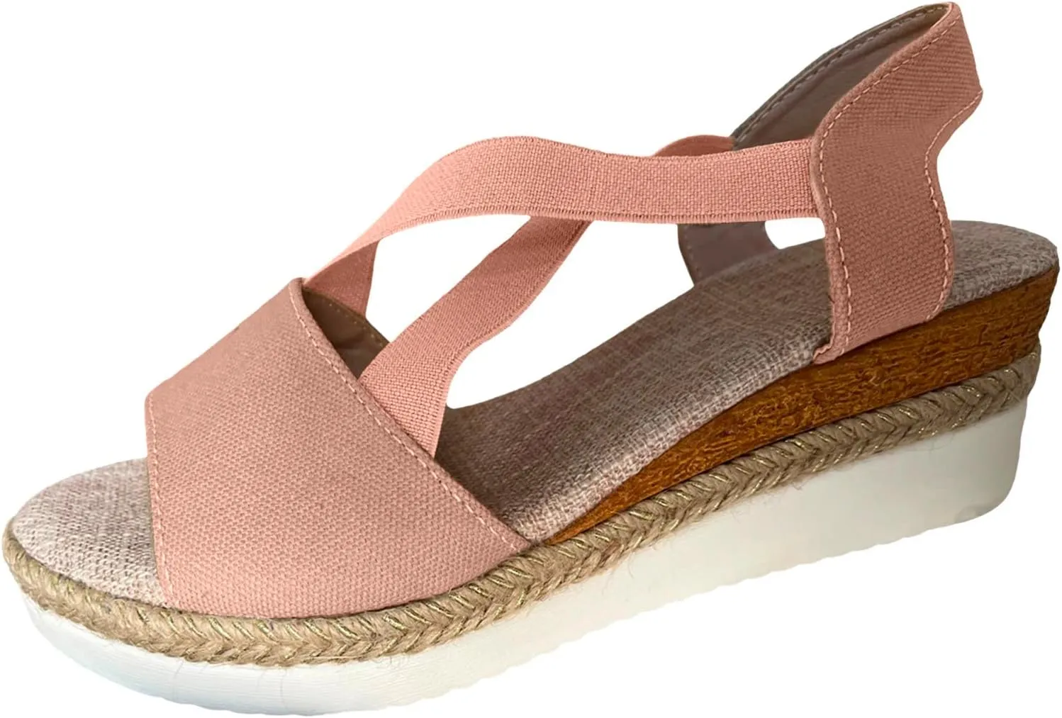 Orthopedic Sandals For Women Women Braided Wedge Platform Sandals Fish Mouth Heels Casual Elastic Strap Dress Flats Slides