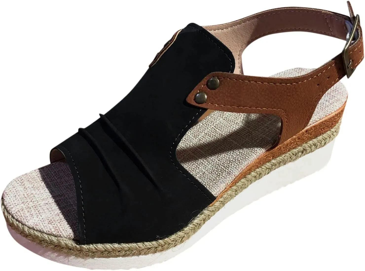 Orthopedic Sandals For Women Women Open Toe Platform Slingback Sandals With Ankle Buckle Vacation Wedge Sandals Heels