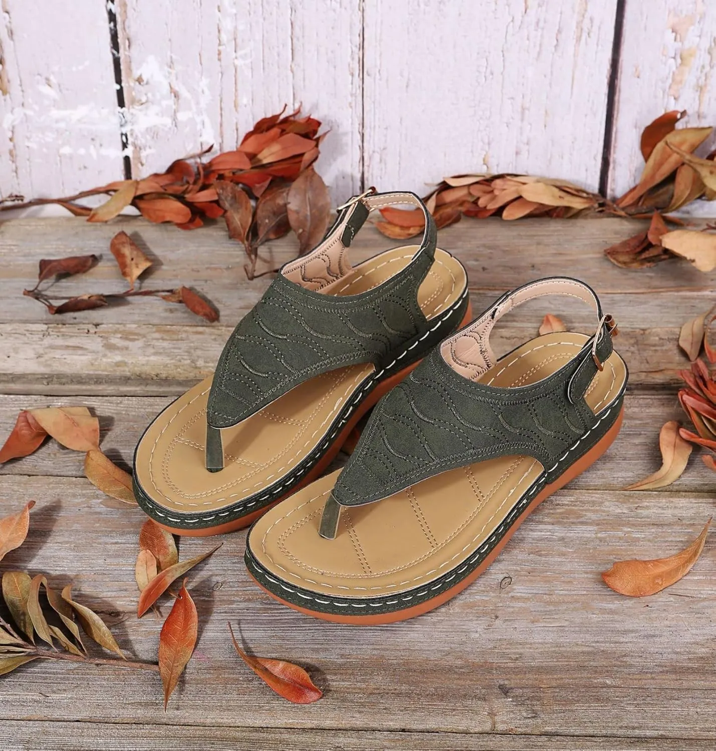 Orthopedic Sandals with Arch Support Flip Flops for Women Ankle Strap Wedge Sandals, Summer Comfortable Platform Walking Sandal Casual Clip Toe Slip on Flip Flops
