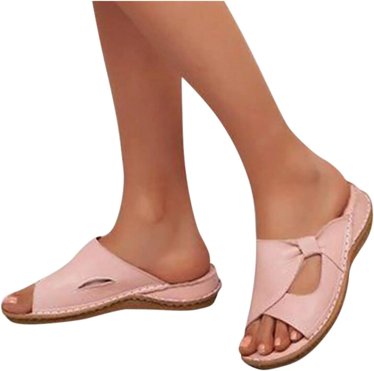 Orthopedic Wedge Sandals for Women Orthotic Slides Comfortable Walking Flat Sandals with Arch Support Summer Open Toe Slip On Beach Shoes