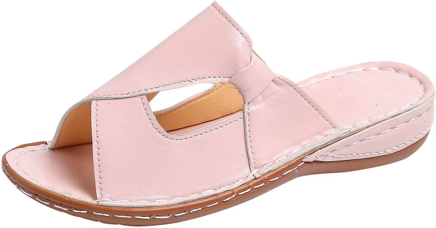 Orthopedic Wedge Sandals for Women Orthotic Slides Comfortable Walking Flat Sandals with Arch Support Summer Open Toe Slip On Beach Shoes