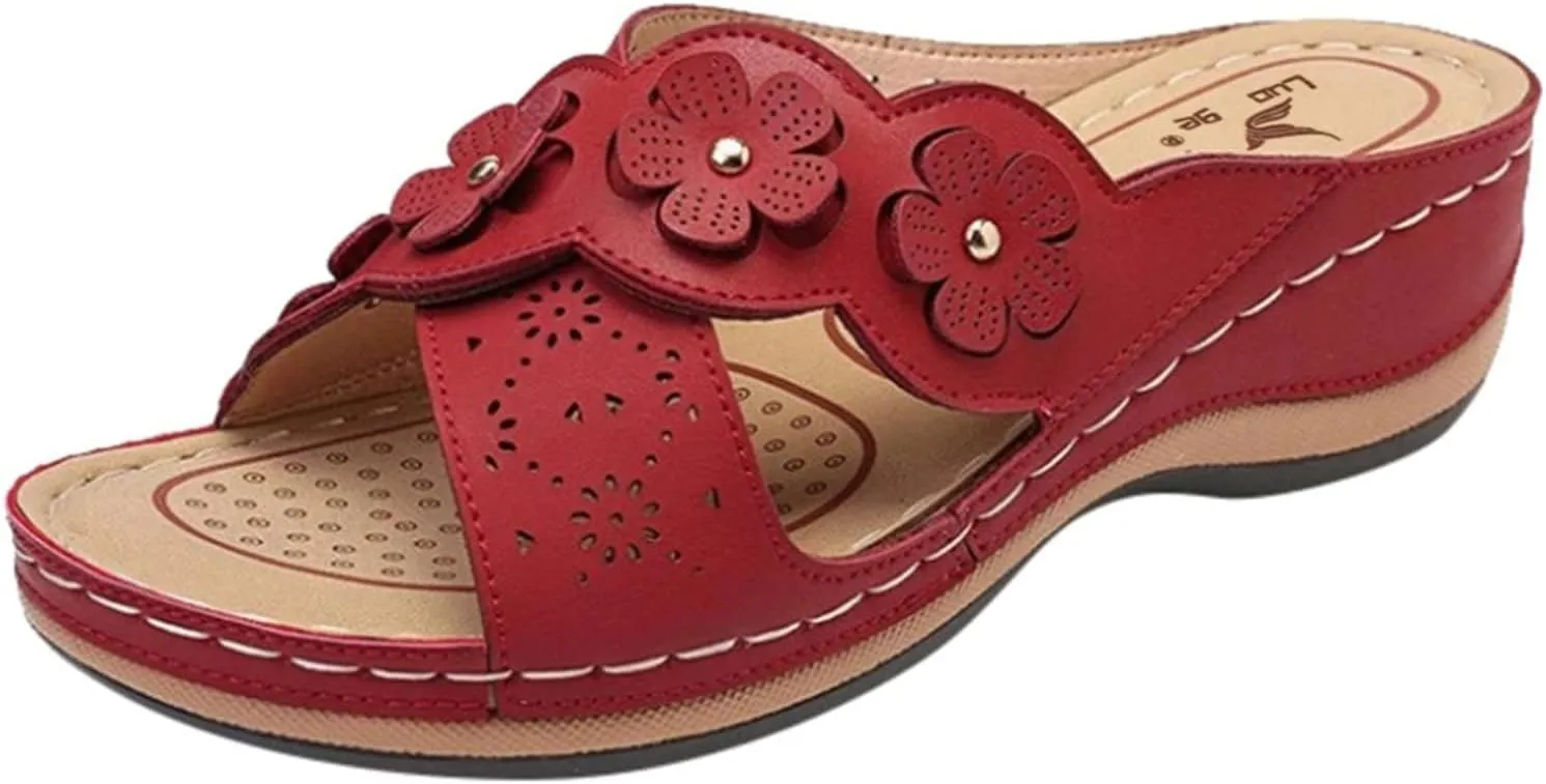 Orthopedic Wedge Sandals for Women Summer Dressy Low Heel Sandals with Arch Support Cushion Footbed Platform Casual Slip On Comfortable Walking Sandal