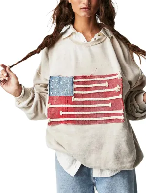 Oversized Graphic Sweatshirt Women Y2k Long Sleeve Drop Shoulder Pullover Sweater Jacket Vintage Crewneck Tops
