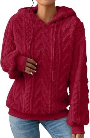 Oversized Hoodie For Women, Cable Knit Fuzzy Pullover Sweatshirt, Fall Clothes