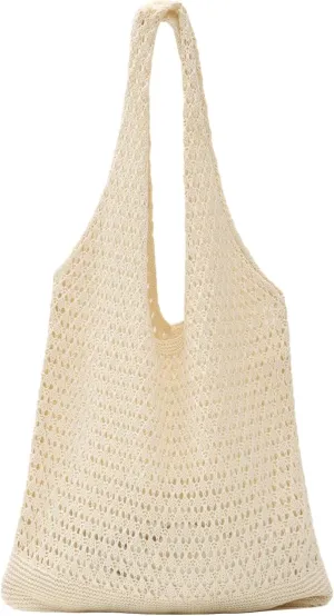 Ovida Crochet Tote Bag Mesh Beach Bag Fairycore Hobo Fairy Grunge Aesthetic Shoulder Bag Y2k Purse for Women Girls