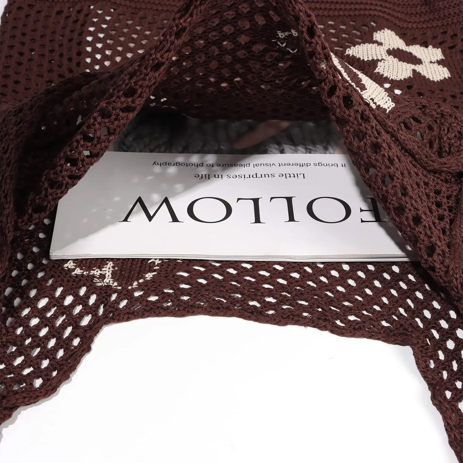 Ovida Crochet Tote Bag Mesh Beach Bag Fairycore Hobo Fairy Grunge Aesthetic Shoulder Bag Y2k Purse for Women Girls