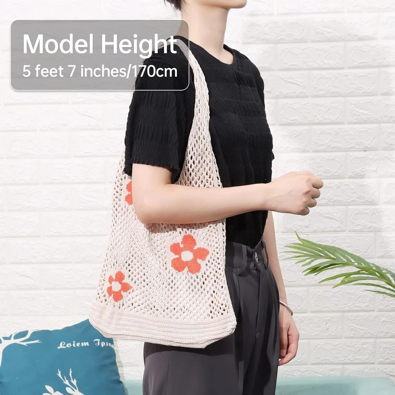 Ovida Crochet Tote Bag Mesh Beach Bag Fairycore Hobo Fairy Grunge Aesthetic Shoulder Bag Y2k Purse for Women Girls