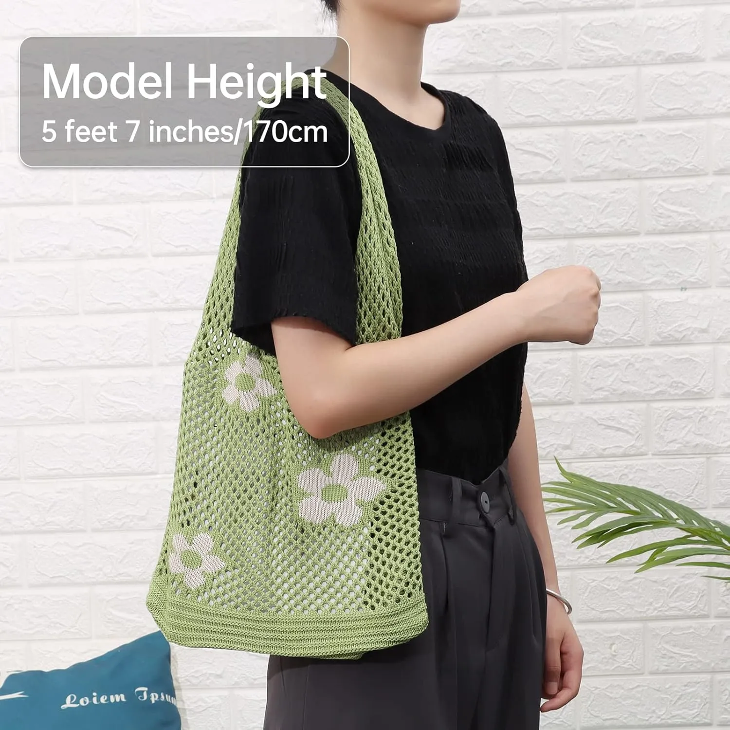 Ovida Crochet Tote Bag Mesh Beach Bag Fairycore Hobo Fairy Grunge Aesthetic Shoulder Bag Y2k Purse for Women Girls