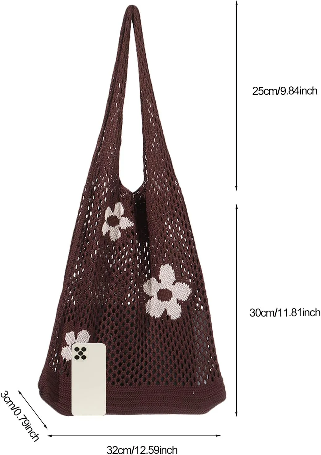 Ovida Crochet Tote Bag Mesh Beach Bag Fairycore Hobo Fairy Grunge Aesthetic Shoulder Bag Y2k Purse for Women Girls
