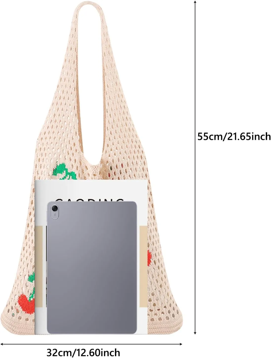 Ovida Crochet Tote Bag Mesh Beach Bag Fairycore Hobo Fairy Grunge Aesthetic Shoulder Bag Y2k Purse for Women Girls