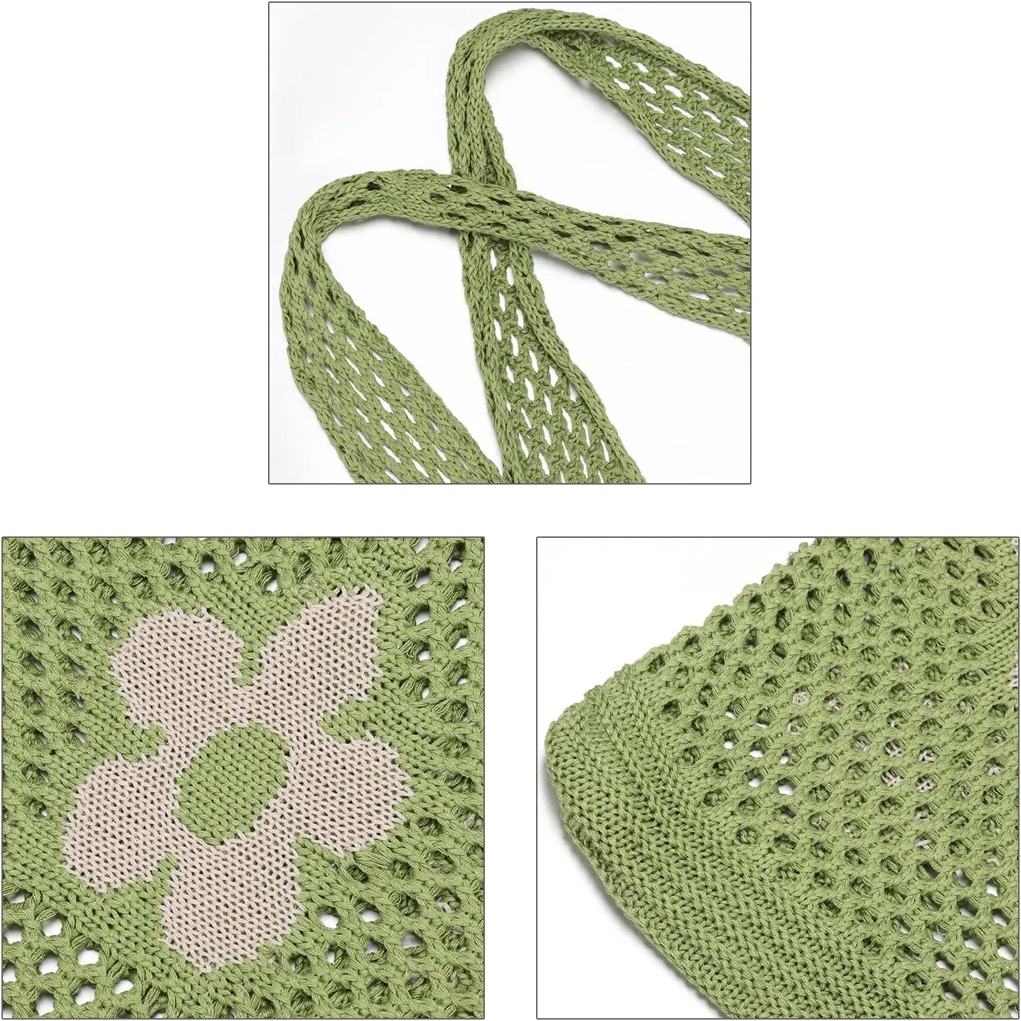 Ovida Crochet Tote Bag Mesh Beach Bag Fairycore Hobo Fairy Grunge Aesthetic Shoulder Bag Y2k Purse for Women Girls