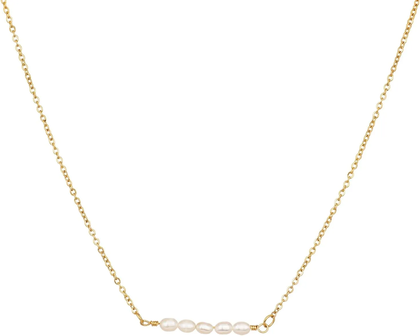 Pearl Choker Necklaces for Women 18K Gold Plated Freshwater Pearl Moon Star Charm Necklace Simple Fashion Everyday Gold Jewelry for Women