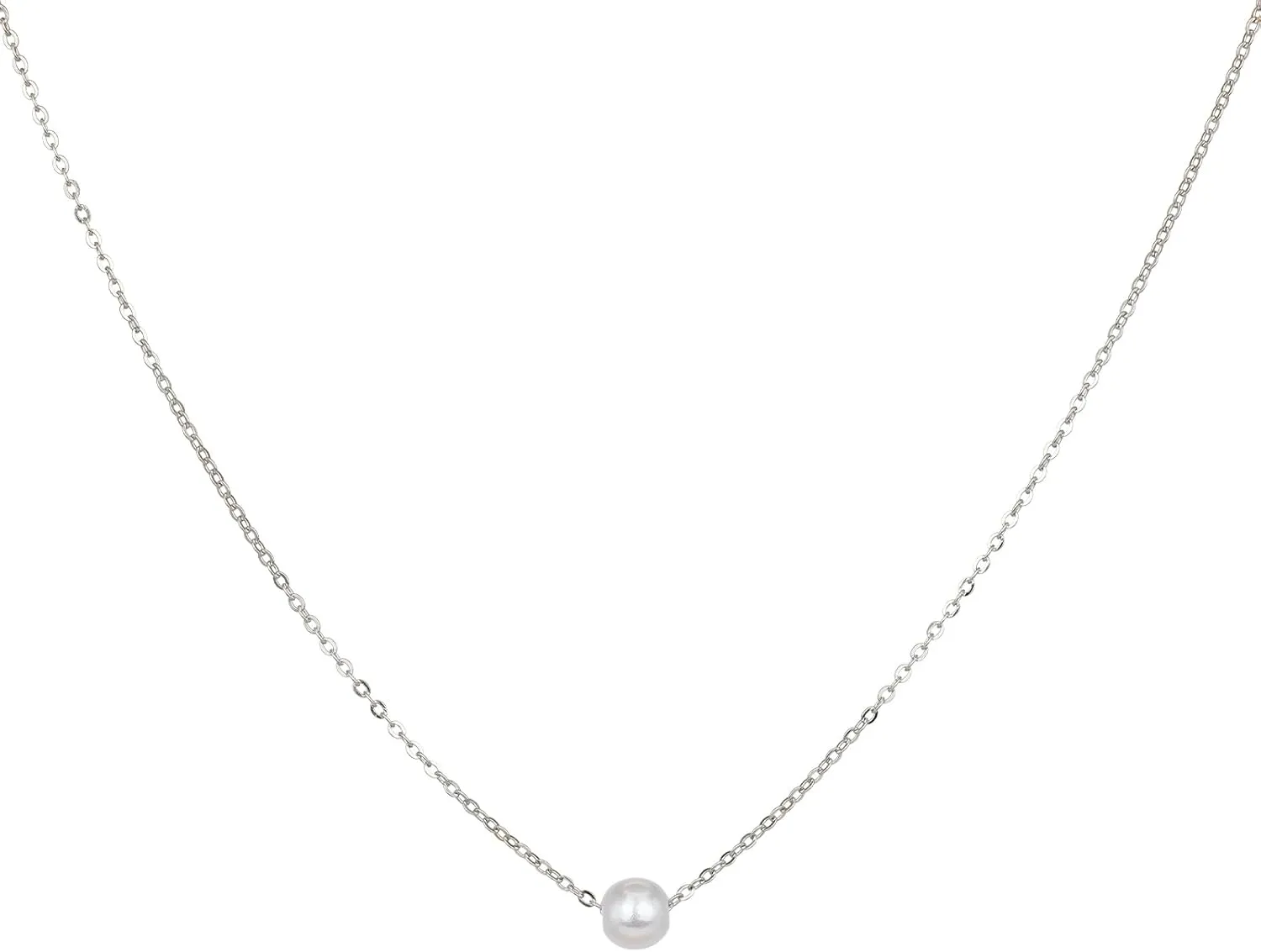 Pearl Choker Necklaces for Women 18K Gold Plated Imitation Pearl Charm Necklace Simple Fashion Everyday Gold Jewelry for Women