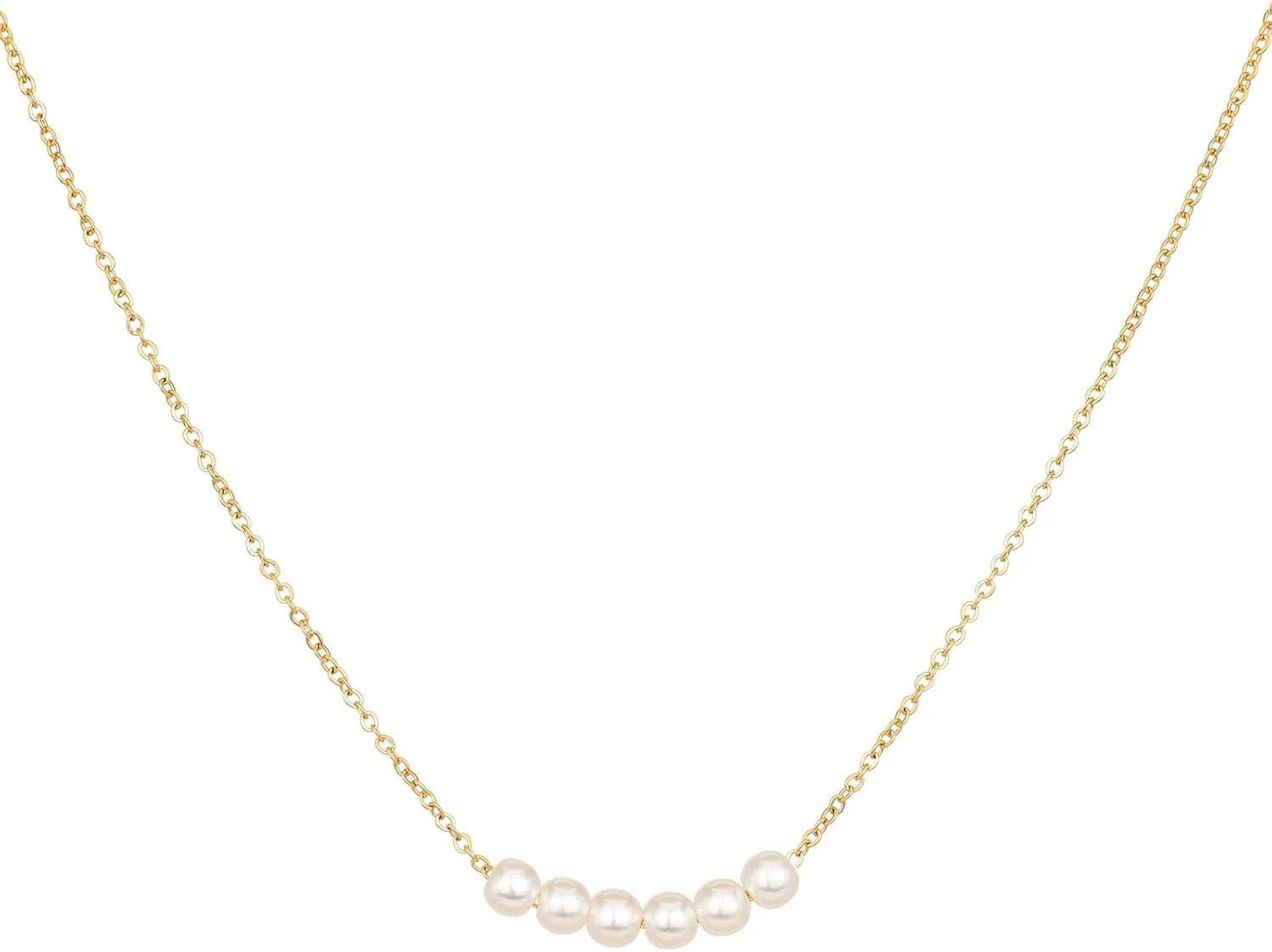 Pearl Choker Necklaces for Women 18K Gold Plated Imitation Pearl Charm Necklace Simple Fashion Everyday Gold Jewelry for Women