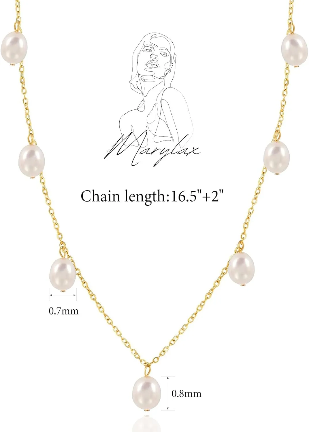 Pearl Necklaces for Women, Dainty 14K Gold/Silver Plated Pearl Necklace, Simple White Pearls Choker Y-shaped Pearl Single Pearl Cute Pearl Thin Chain Necklace, Elegant Women Wedding Jewelry