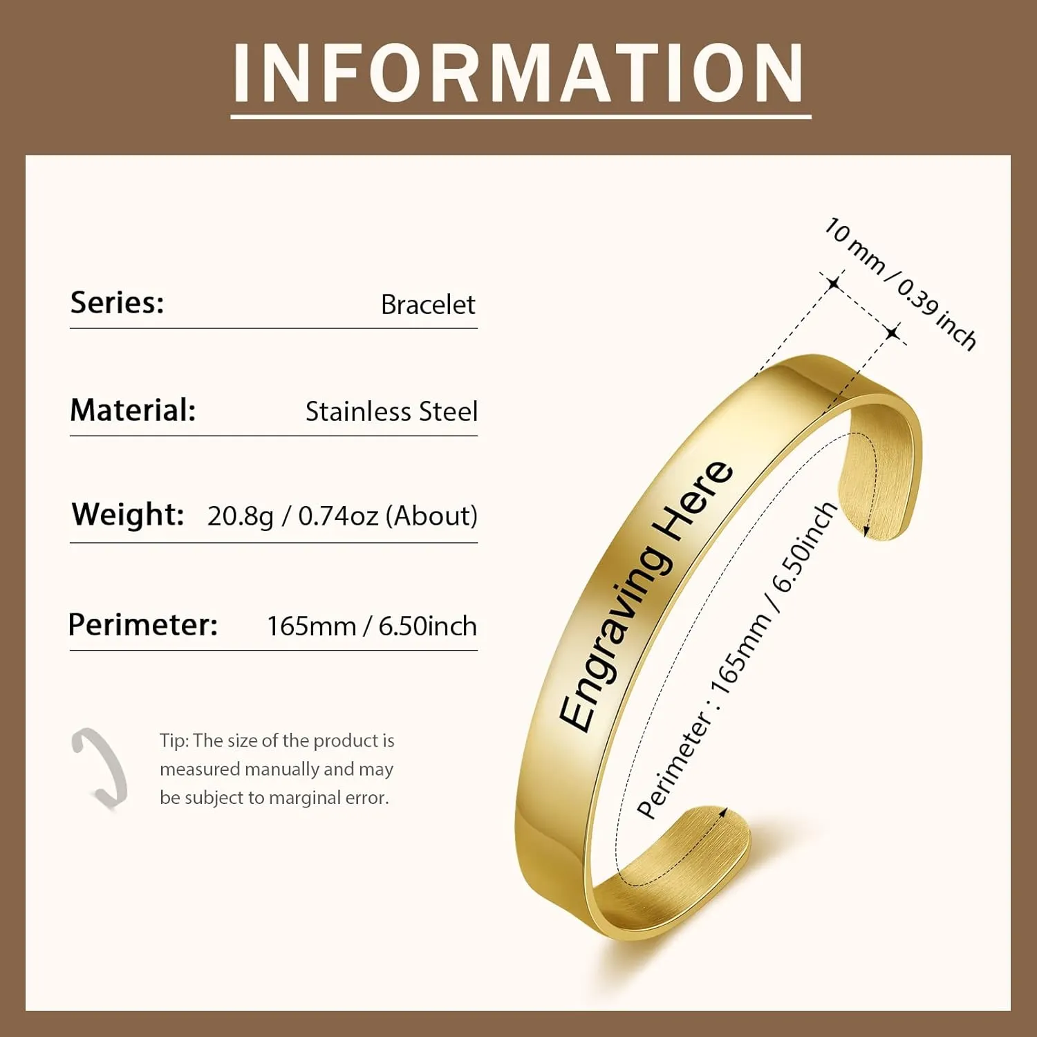 Personalized Cuff Bracelets - Custom Message Bracelets - Open Bangle Cuff Bracelets Stainless Steel Jewelry Gift for Women Men Wife Husband Friend