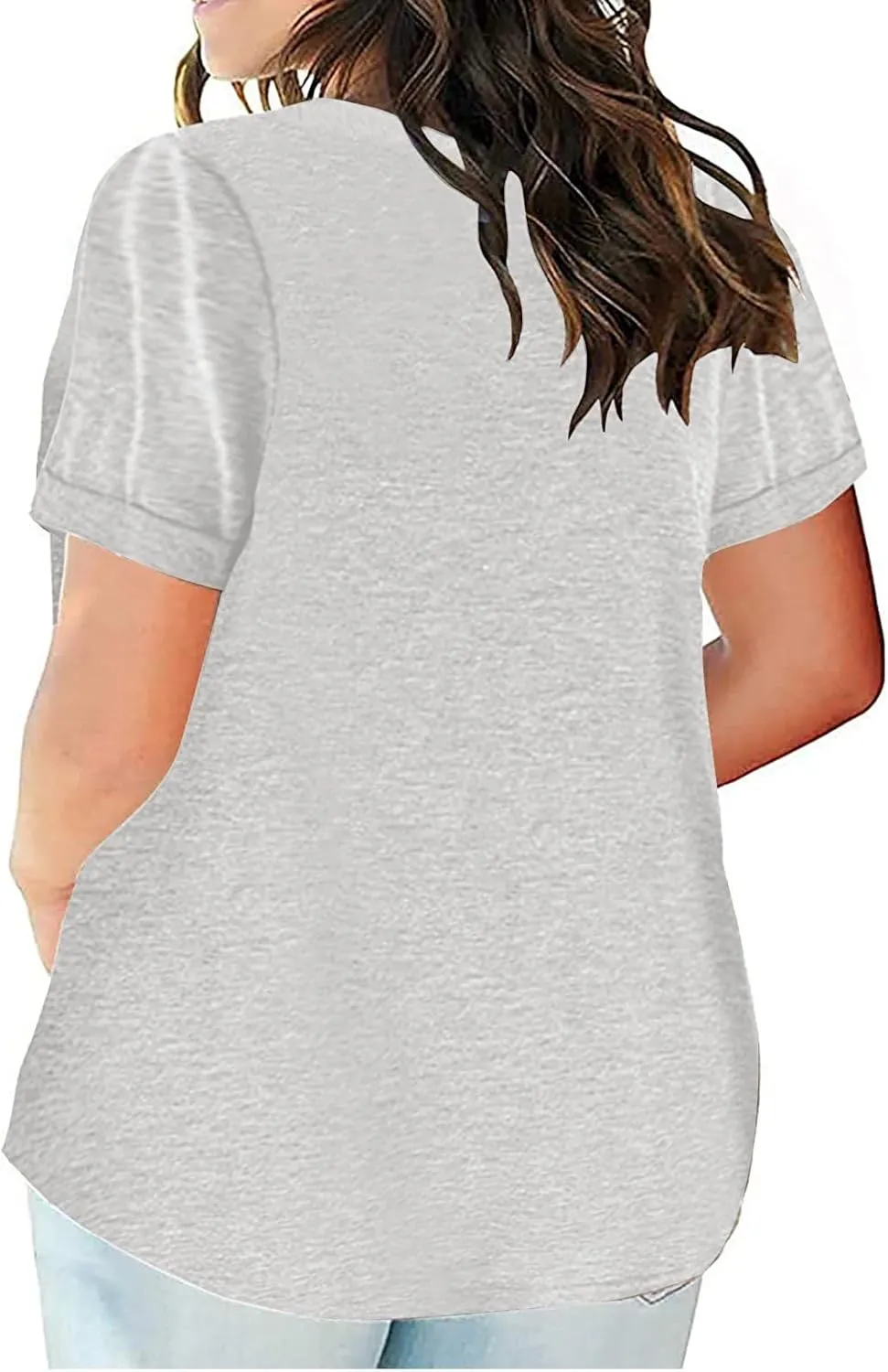 Plus Size Tops for Women Trendy V Neck Short Sleeve Summer Shirts Oversized Tunic Top Loose Fit Blouses Basic Tshirt