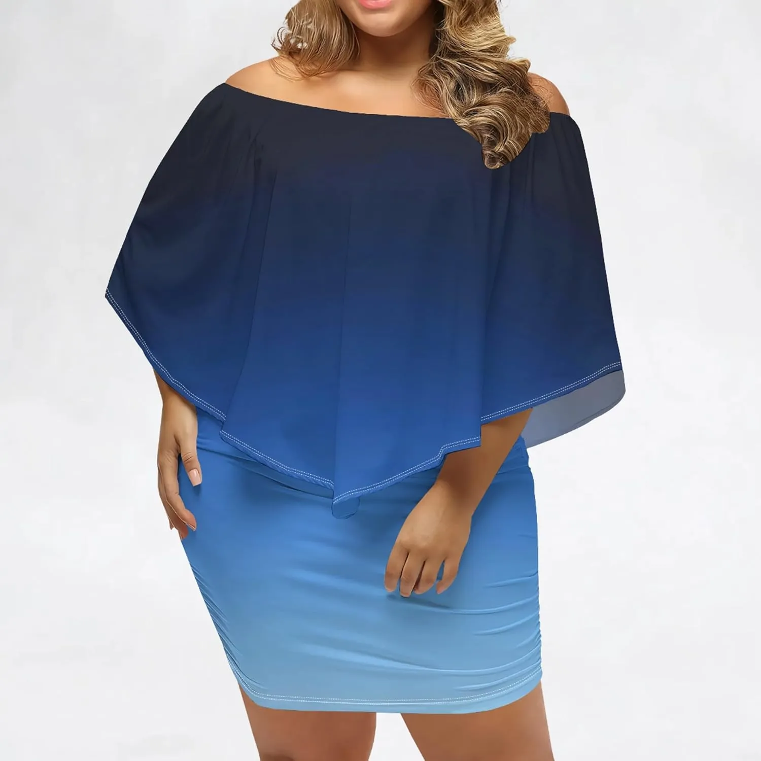 Plus Size Wedding Guest Dress Strapless Off Shoulder Ruched Bodycon Ruffles Sexy Wrap Elegant Mini Party Cocktail Club Dress