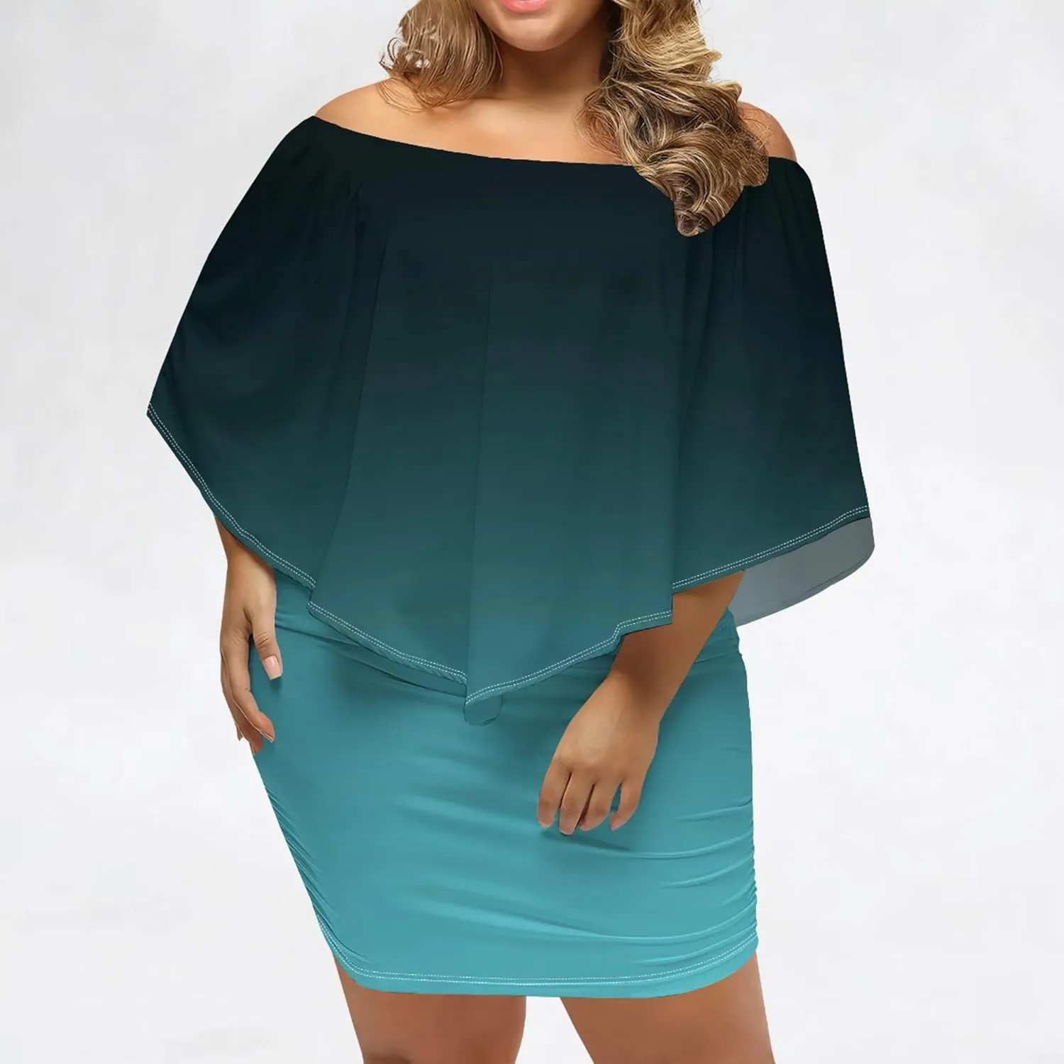 Plus Size Wedding Guest Dress Strapless Off Shoulder Ruched Bodycon Ruffles Sexy Wrap Elegant Mini Party Cocktail Club Dress