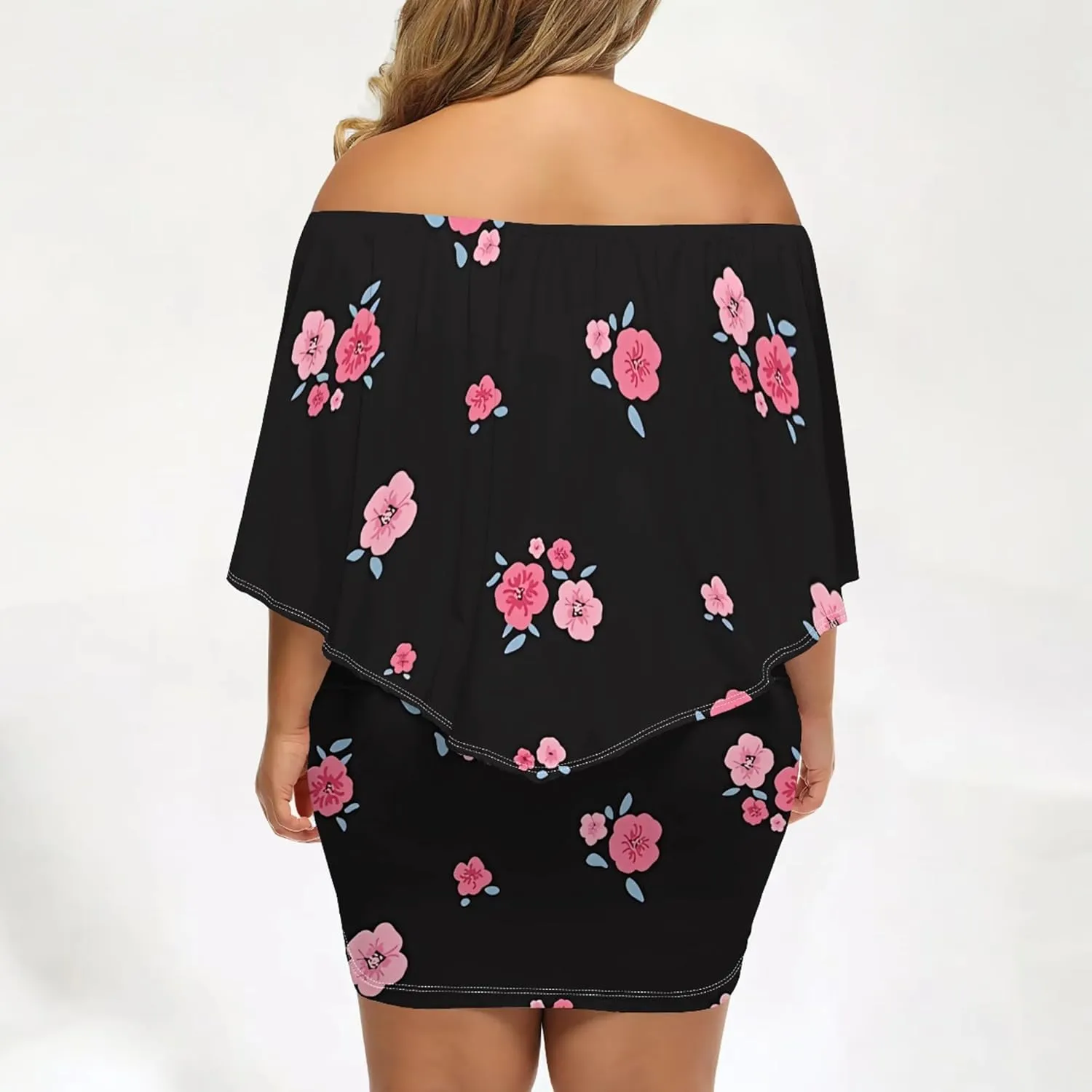Plus Size Wedding Guest Dress Strapless Off Shoulder Ruched Bodycon Ruffles Sexy Wrap Elegant Mini Party Cocktail Club Dress
