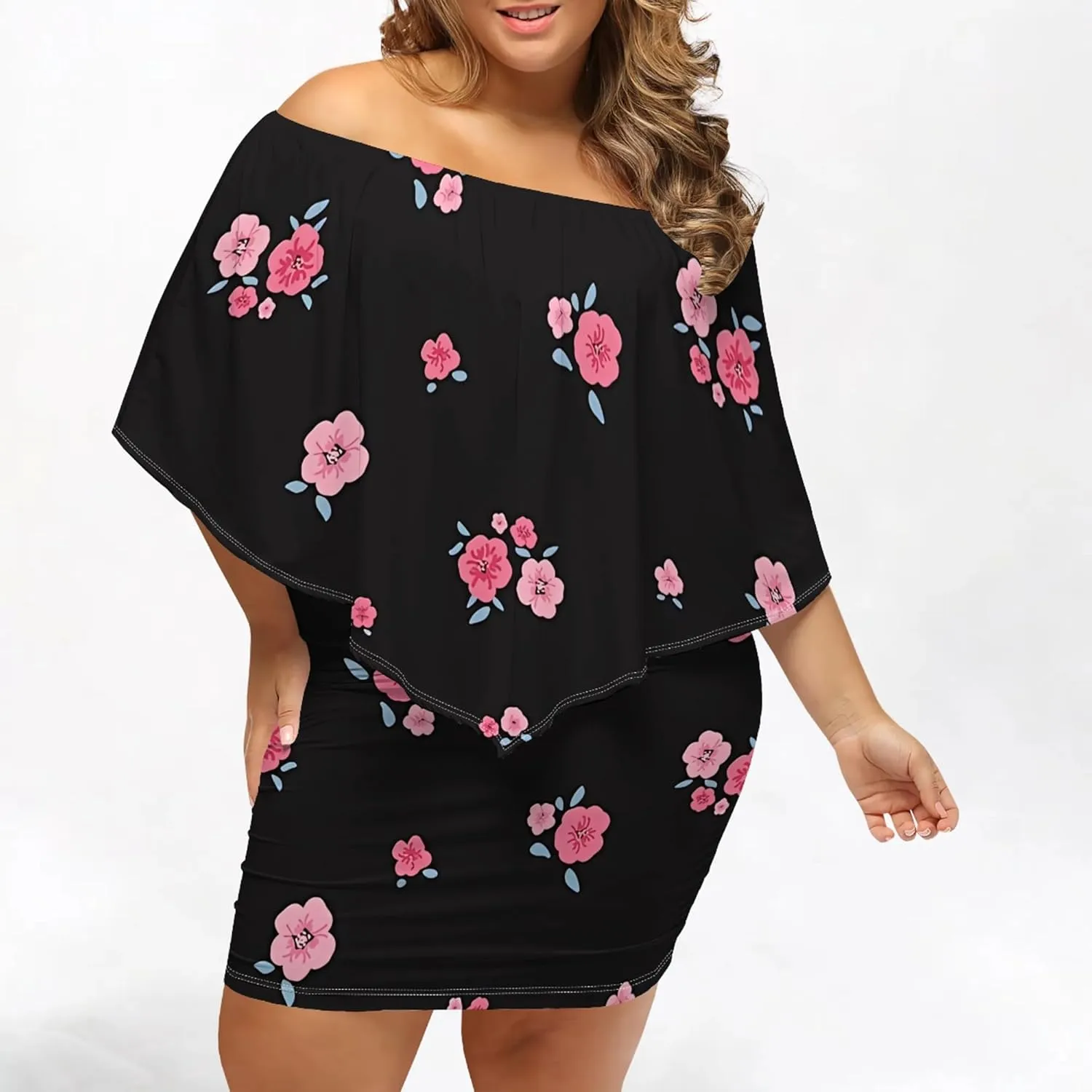 Plus Size Wedding Guest Dress Strapless Off Shoulder Ruched Bodycon Ruffles Sexy Wrap Elegant Mini Party Cocktail Club Dress