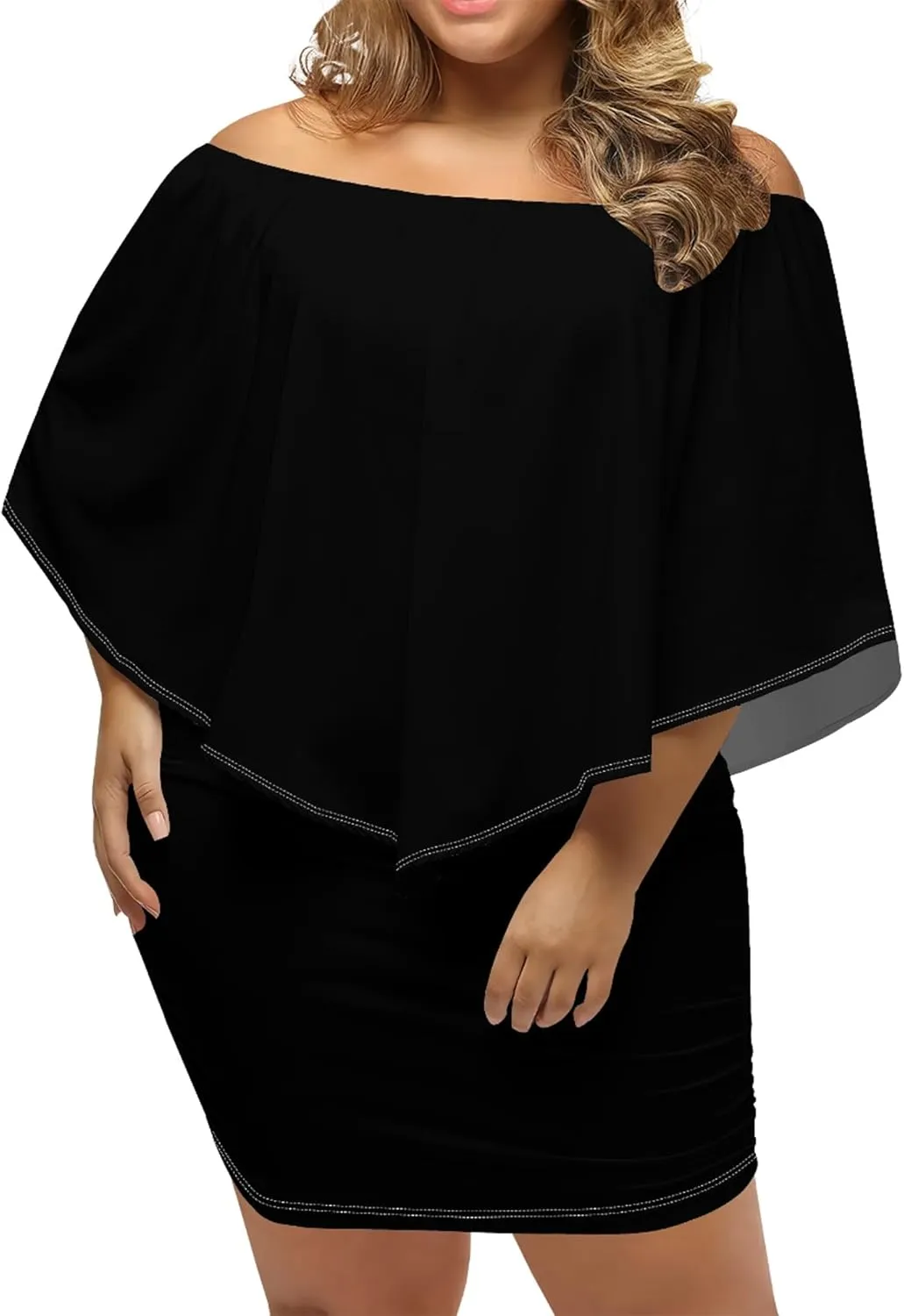 Plus Size Wedding Guest Dress Strapless Off Shoulder Ruched Bodycon Ruffles Sexy Wrap Elegant Mini Party Cocktail Club Dress