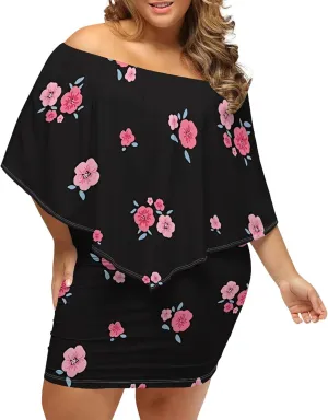Plus Size Wedding Guest Dress Strapless Off Shoulder Ruched Bodycon Ruffles Sexy Wrap Elegant Mini Party Cocktail Club Dress