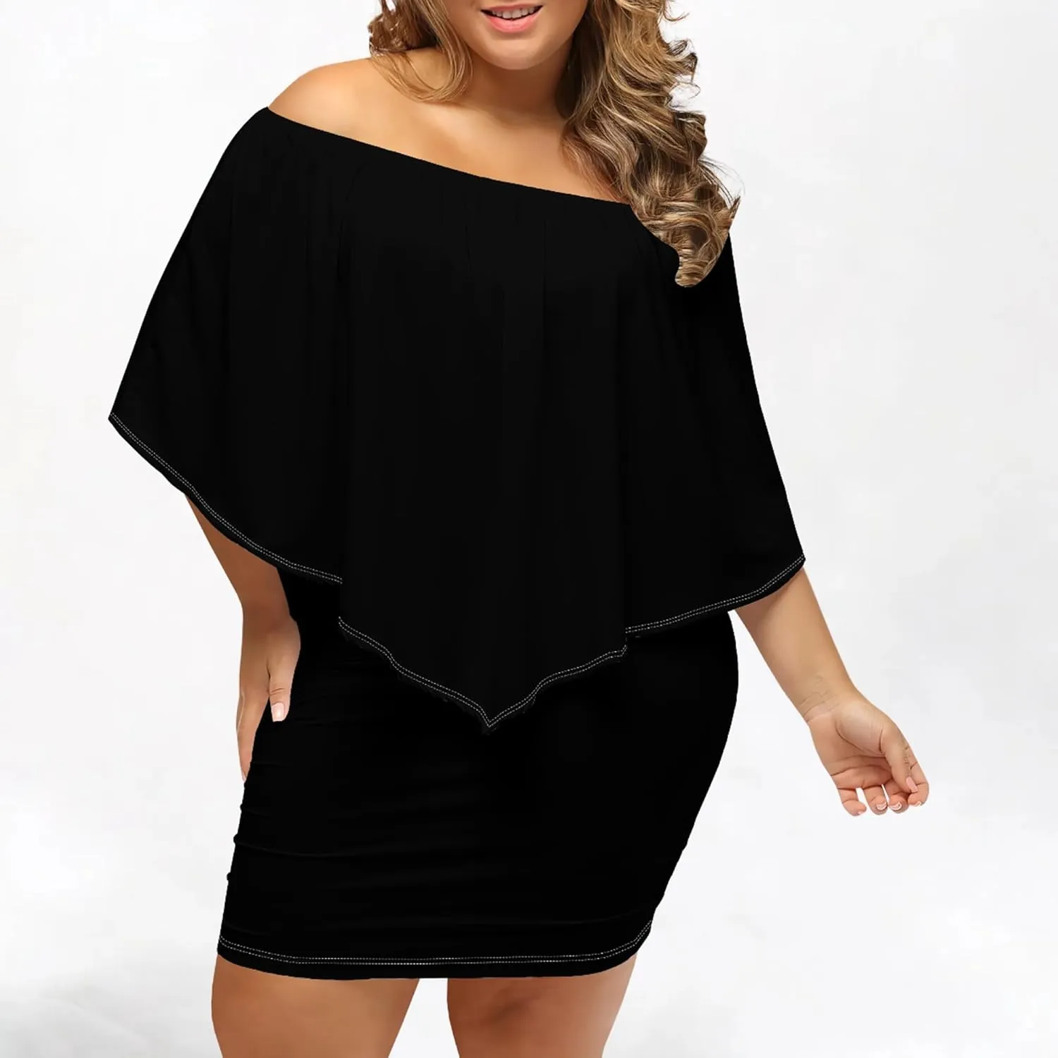 Plus Size Wedding Guest Dress Strapless Off Shoulder Ruched Bodycon Ruffles Sexy Wrap Elegant Mini Party Cocktail Club Dress