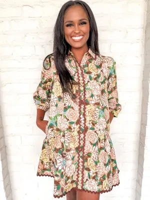 Positive Affirmations Dress Brown