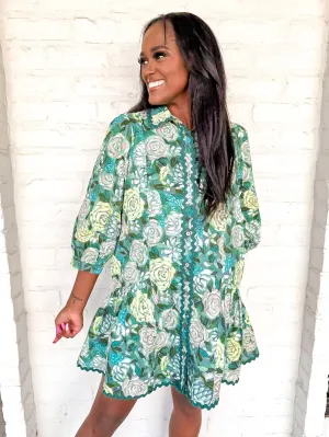 Positive Affirmations Dress Teal Green
