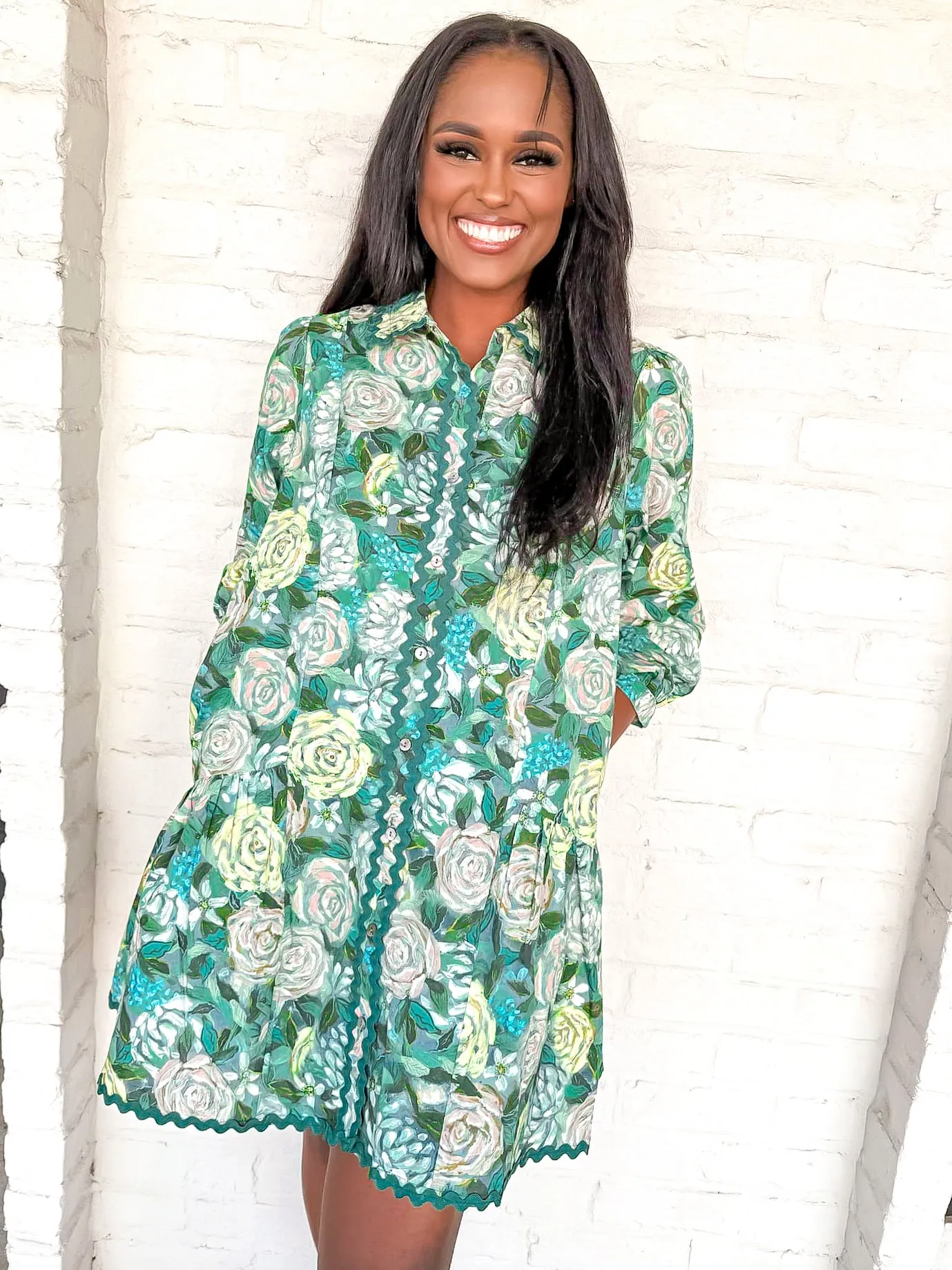 Positive Affirmations Dress Teal Green