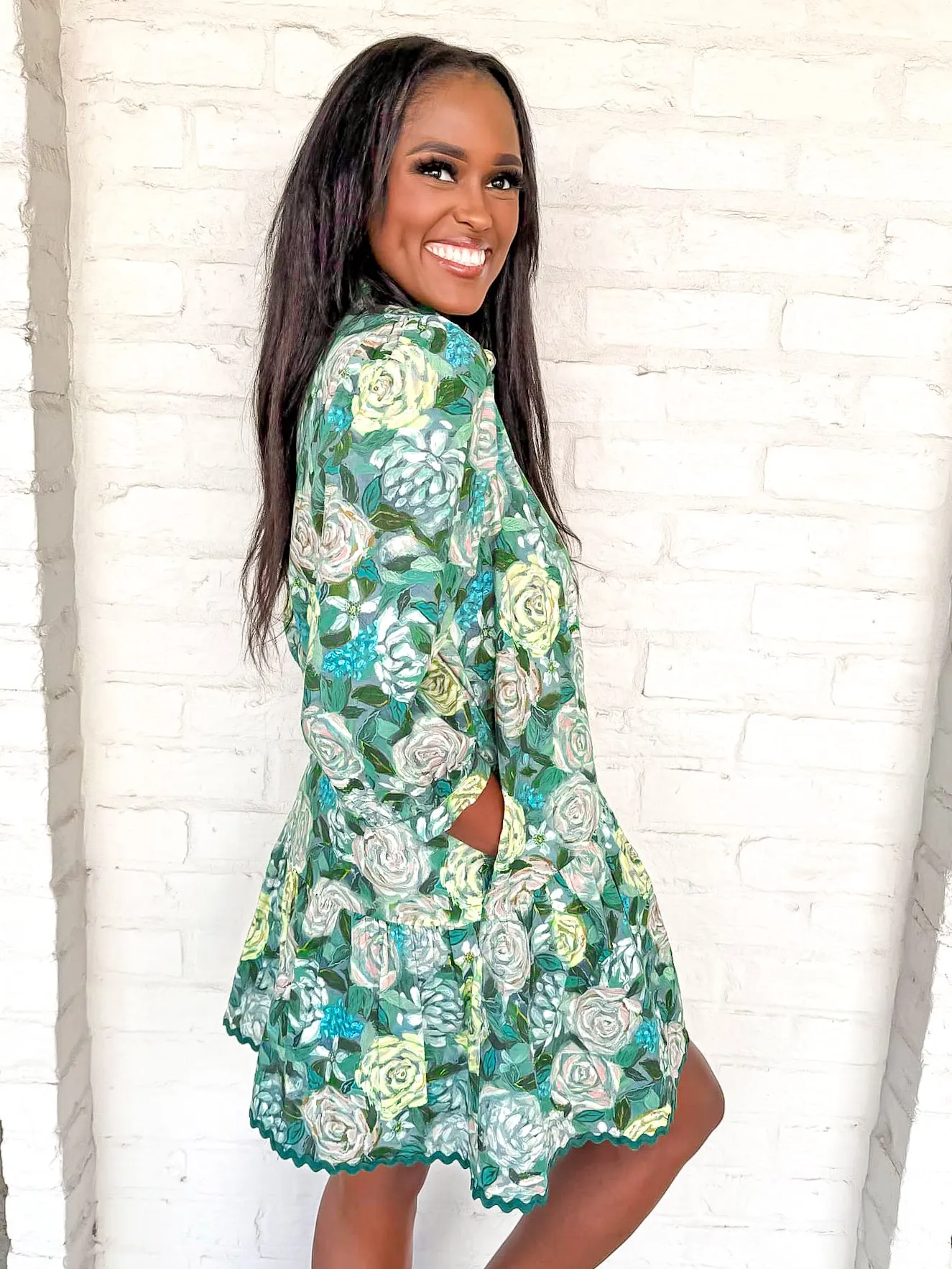 Positive Affirmations Dress Teal Green