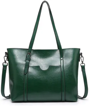 PU Leather Handbag For Women, Top Handle Tote Shoulder Crossbody Hobo Bag Satchel Purse Green