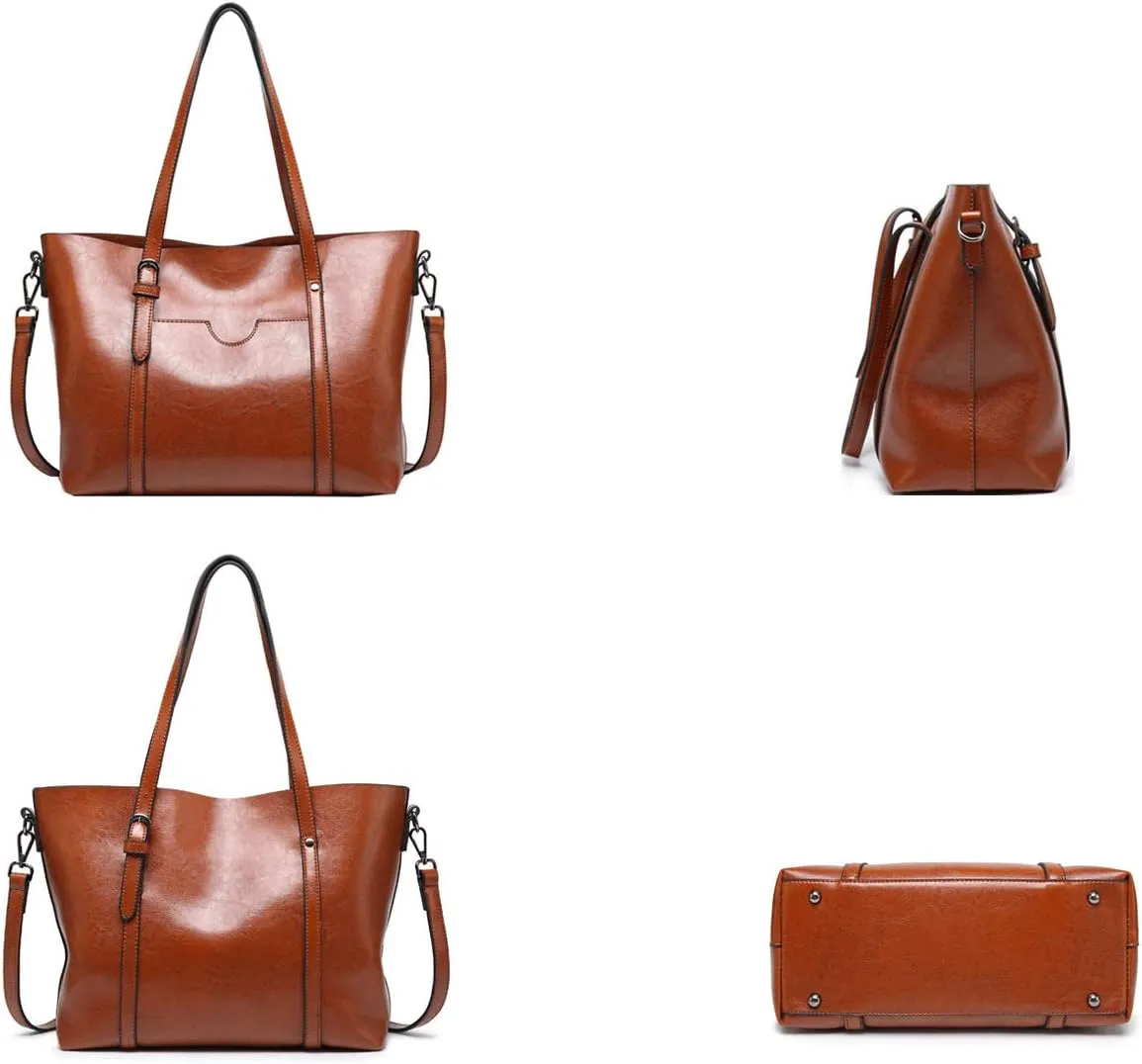 PU Leather Handbag For Women, Top Handle Tote Shoulder Crossbody Hobo Bag Satchel Purse Green