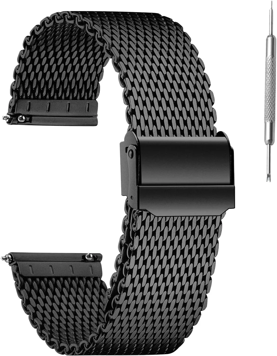 Pure Titanium Watch Band Men Women Quick Release Mesh Watches Strap Soft Lightweight Skin-Friendly Wristwatch Vented Titanium Metal Bracelet Compatible for Apple Junghans 19mm 20mm 21mm 22mm