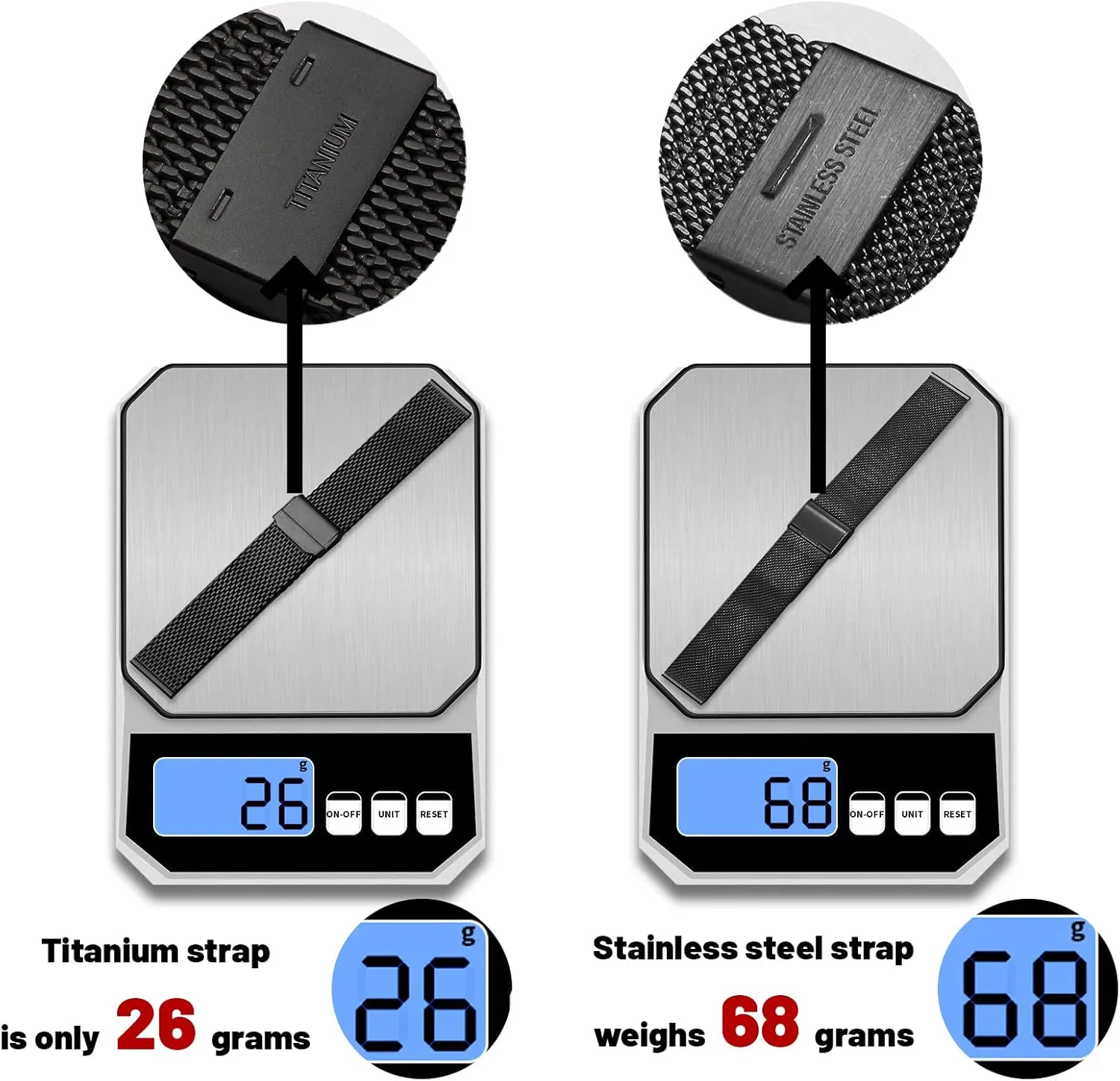 Pure Titanium Watch Band Men Women Quick Release Mesh Watches Strap Soft Lightweight Skin-Friendly Wristwatch Vented Titanium Metal Bracelet Compatible for Apple Junghans 19mm 20mm 21mm 22mm